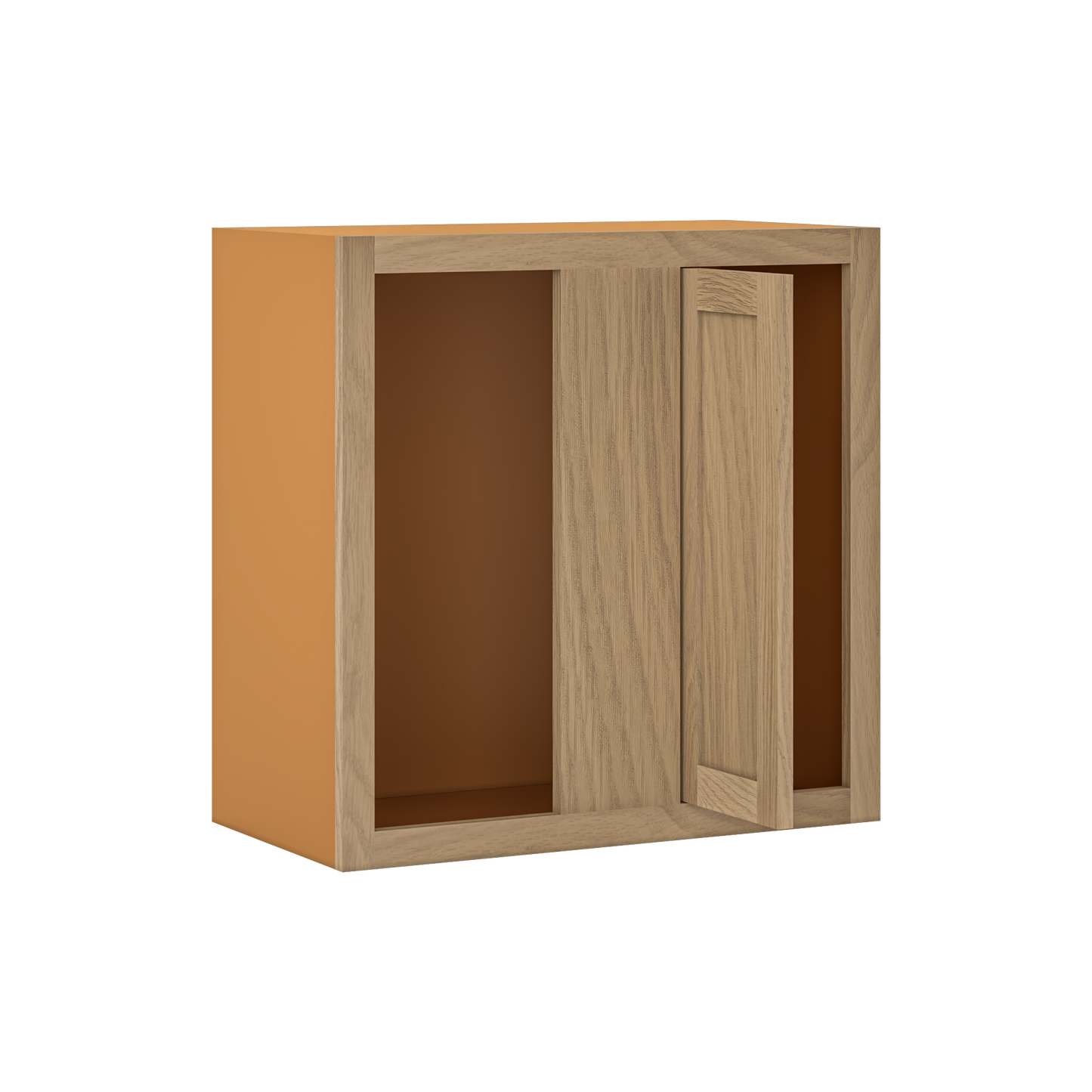 Custom Oak Blind Corner Wall Inset Cabinet 27" Wide by 9", 12" 15", 18", 21", 24", 27", 30", 33", 36", 39  and 42" Tall