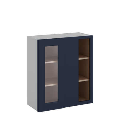 Blind Corner 29NB Naval Blue Shaker 1-1/4" Overlay Wall Glass Cabinet (left or right) 27" Wide by 30", 36" or 42" Tall