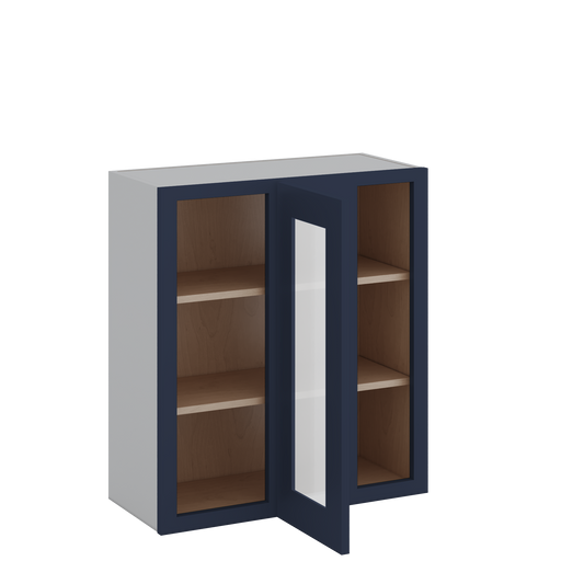 Blind Corner 29NB Naval Blue Shaker 1-1/4" Overlay Glass Ready Wall Cabinet (left or right) 27" Wide by 30", 36" or 42" Tall