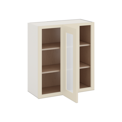 Blind Corner Manhattan Cream Shaker 1-1/4" Overlay Glass Ready Wall Cabinet (left or right) 27" Wide by 30", 36" or 42" Tall