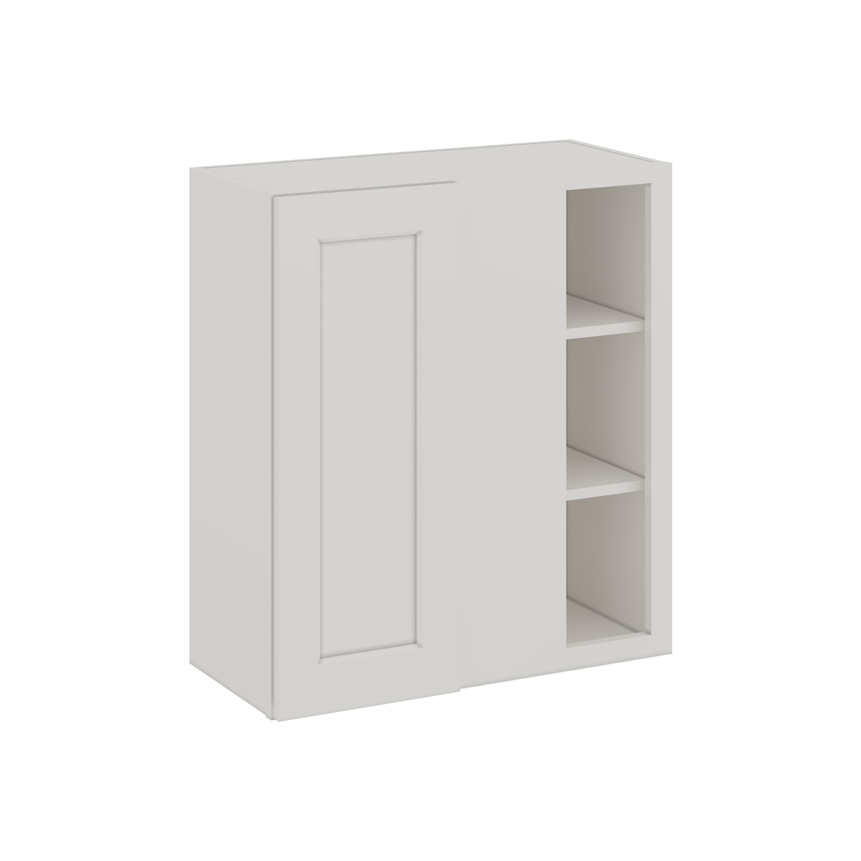 Blind Corner ICE White Shaker 1-1/4" Overlay Wall Cabinet (left or right) 27" Wide by 30", 36" or 42" Tall CWS/CWB
