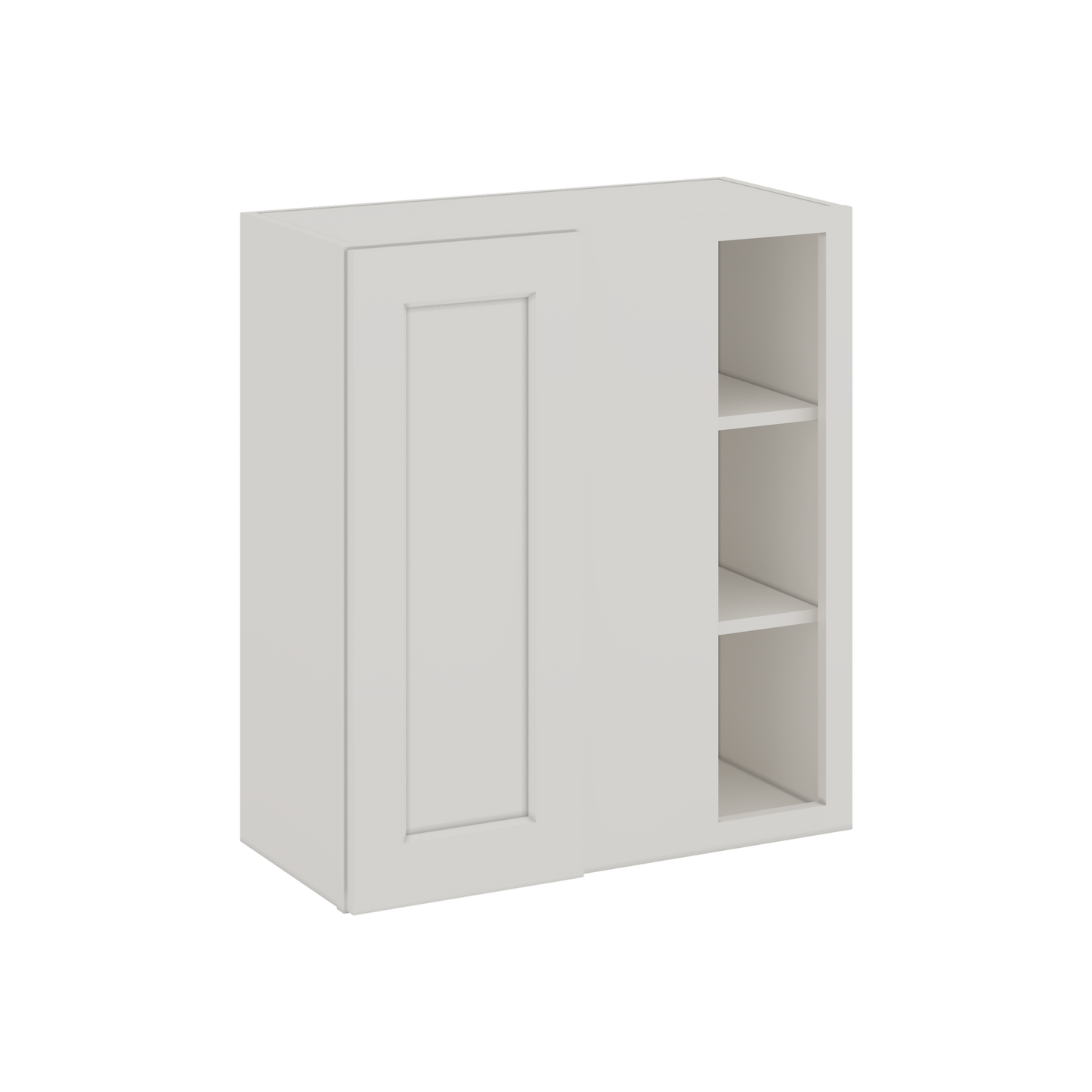 Blind Corner ICE White Shaker 1-1/4" Overlay Wall Cabinet (left or right) 27" Wide by 30", 36" or 42" Tall CWS/CWB