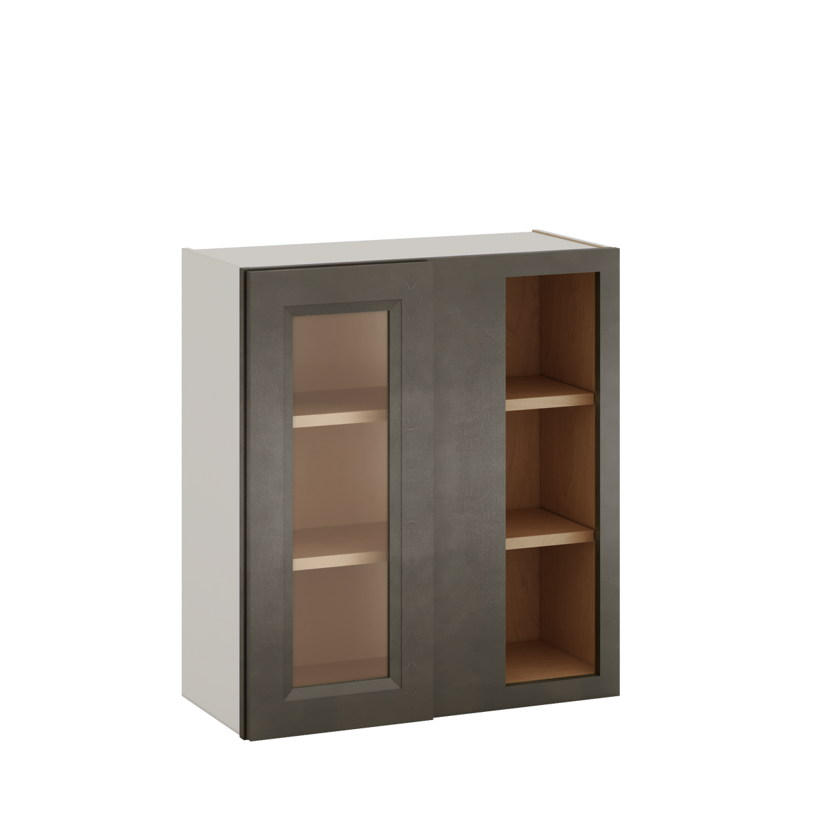 Blind Corner Huntington Cinder Double Shaker Glass Ready Wall Cabinet (left or right) 27" Wide by 30", 36" or 42" Tall