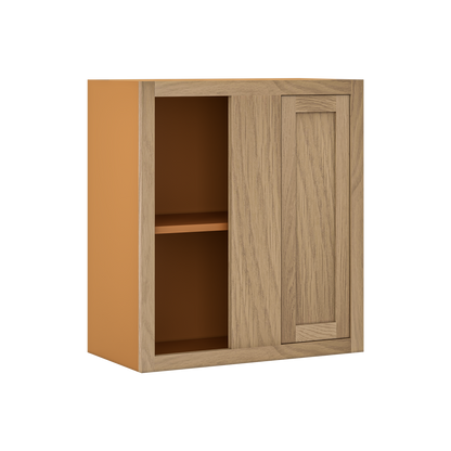 Custom Oak Blind Corner Wall Inset Cabinet 27" Wide by 9", 12" 15", 18", 21", 24", 27", 30", 33", 36", 39  and 42" Tall