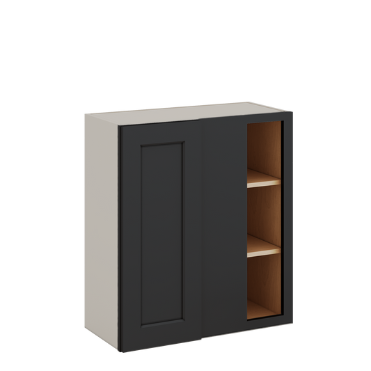Blind Corner 15HNS Hermosa Noir Black Shaker 1-1/4" Overlay Wall Cabinet (left or right) 27" Wide by 30", 36" or 42" Tall