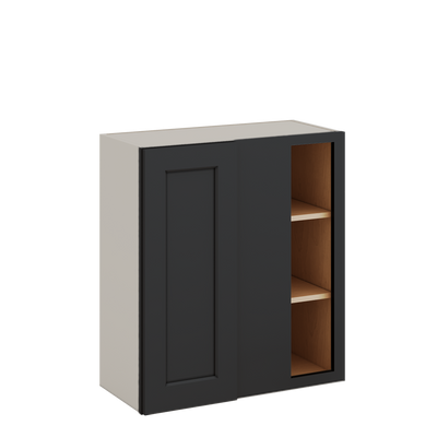 Blind Corner 15HNS Hermosa Noir Black Shaker 1-1/4" Overlay Wall Cabinet (left or right) 27" Wide by 30", 36" or 42" Tall