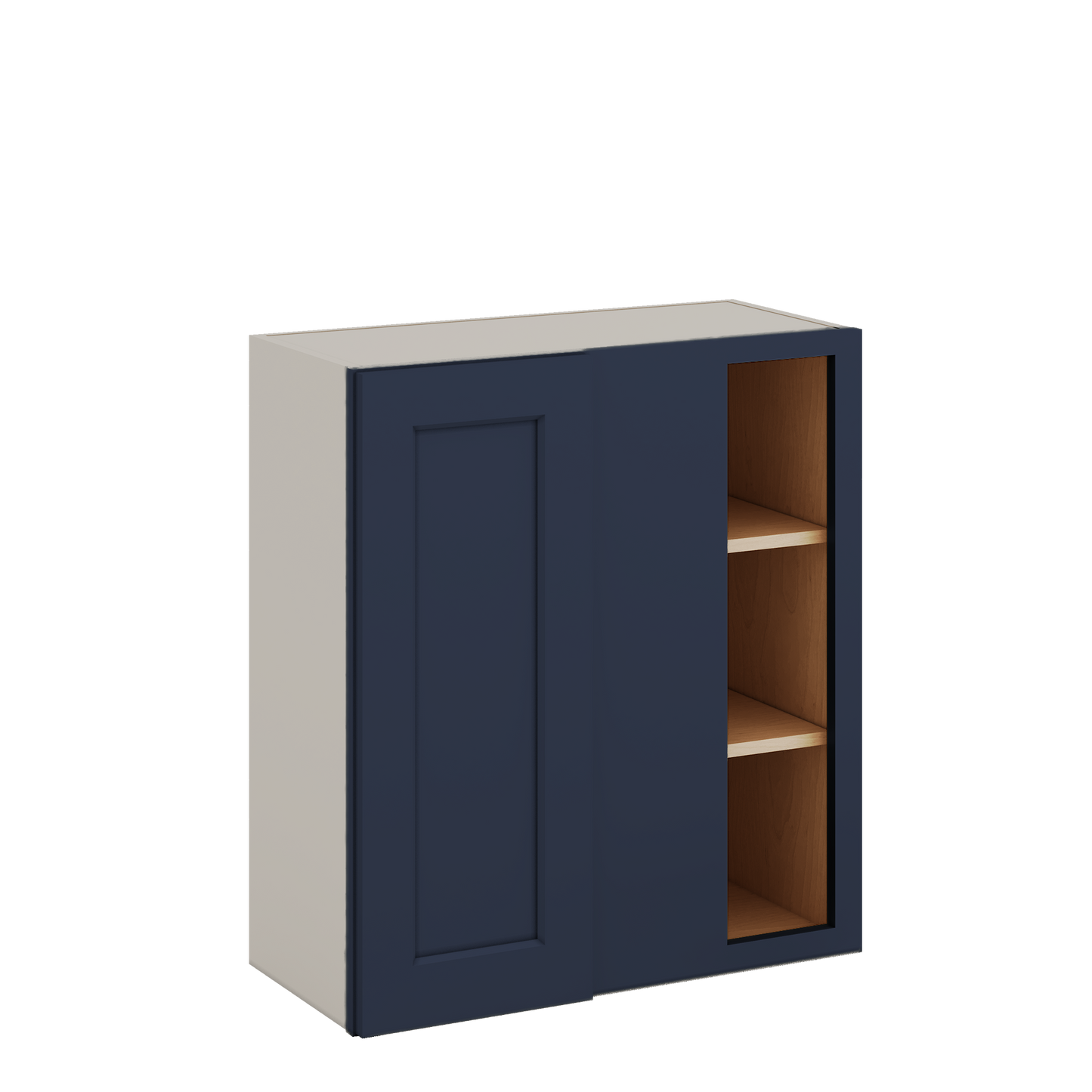 Blind Corner NB29 Naval Blue Shaker 1-1/4" Overlay Wall Cabinet (left or right) 27" Wide by 30", 36" or 42" Tall