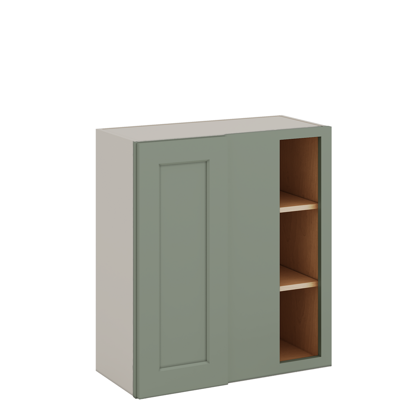 Blind Corner 14SG Sage Green Shaker 1-1/4" Overlay Wall Cabinet (left or right) 27" Wide by 30", 36" or 42" Tall