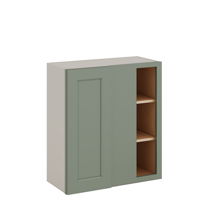 Blind Corner 14SG Sage Green Shaker 1-1/4" Overlay Wall Cabinet (left or right) 27" Wide by 30", 36" or 42" Tall