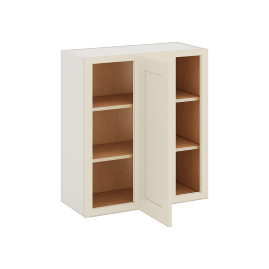 Blind Corner Manhattan Cream Shaker 1-1/4" Overlay Wall Cabinet (left or right) 27" Wide by 30", 36" or 42" Tall