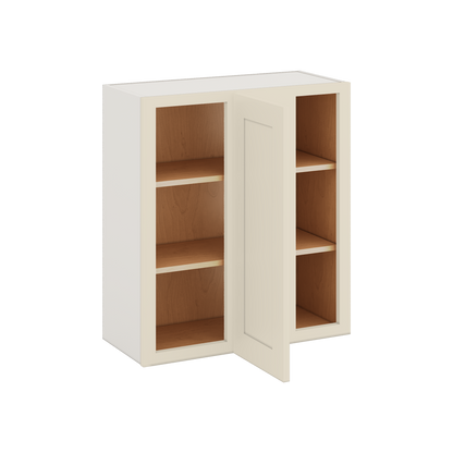 Blind Corner Manhattan Cream Shaker 1-1/4" Overlay Wall Cabinet (left or right) 27" Wide by 30", 36" or 42" Tall
