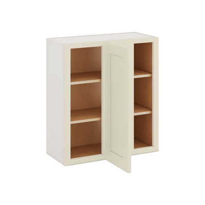 Blind Corner Manhattan Cream Shaker 1-1/4" Overlay Wall Cabinet (left or right) 27" Wide by 30", 36" or 42" Tall