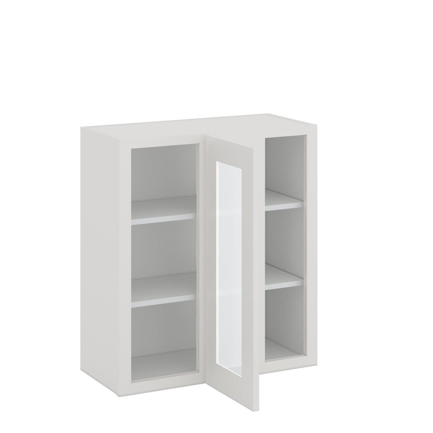 Blind Corner 2WS White Shaker 1-1/4" Overlay Glass Ready Wall Cabinet (left or right) 27" Wide by 30", 36" or 42" Tall