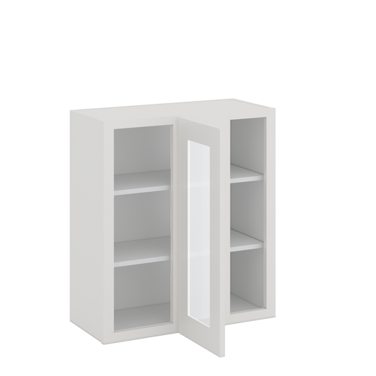 Blind Corner 2WS White Shaker 1-1/4" Overlay Glass Ready Wall Cabinet (left or right) 27" Wide by 30", 36" or 42" Tall
