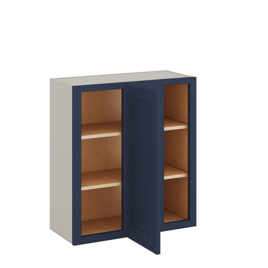 Blind Corner NB29 Naval Blue Shaker 1-1/4" Overlay Wall Cabinet (left or right) 27" Wide by 30", 36" or 42" Tall
