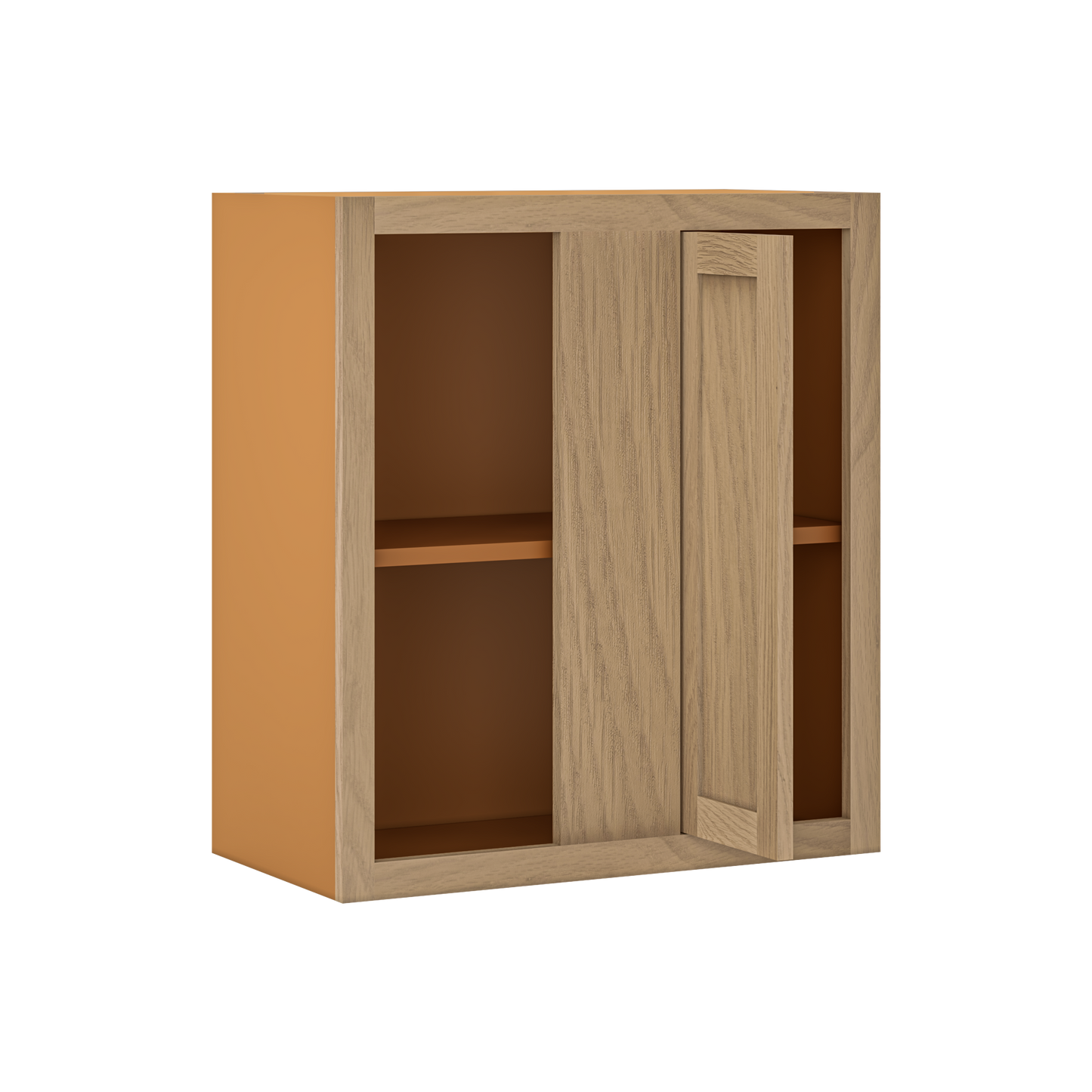 Custom Oak Blind Corner Wall Inset Cabinet 27" Wide by 9", 12" 15", 18", 21", 24", 27", 30", 33", 36", 39  and 42" Tall