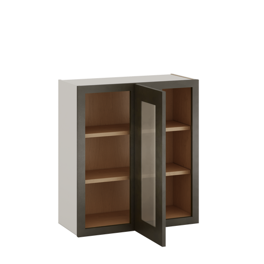 Blind Corner Huntington Cinder Double Shaker Glass Ready Wall Cabinet (left or right) 27" Wide by 30", 36" or 42" Tall