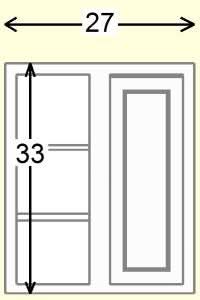 27" Wide Blind Corner Wall Inset Cabinet 9", 12" 15", 18", 21", 24", 27", 30", 33", 36", 39 , 42", 45", 48" & 51" Tall