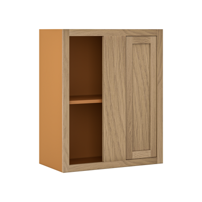 Custom Oak Blind Corner Wall Inset Cabinet 27" Wide by 9", 12" 15", 18", 21", 24", 27", 30", 33", 36", 39  and 42" Tall