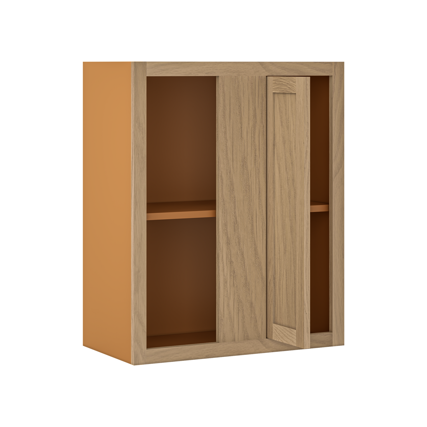 Custom Oak Blind Corner Wall Inset Cabinet 27" Wide by 9", 12" 15", 18", 21", 24", 27", 30", 33", 36", 39  and 42" Tall
