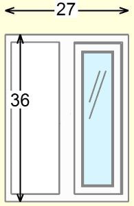 Custom Glass Ready Blind Corner Wall Inset Cabinet 27" Wide by 9", 12" 15", 18", 21", 24", 27", 30", 33", 36", 39  and 42" Tall