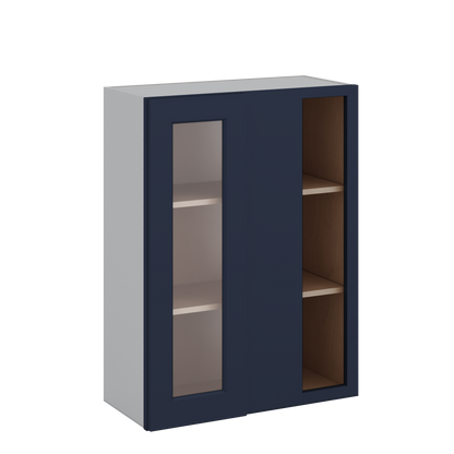Blind Corner 29NB Naval Blue Shaker 1-1/4" Overlay Glass Ready Wall Cabinet (left or right) 27" Wide by 30", 36" or 42" Tall