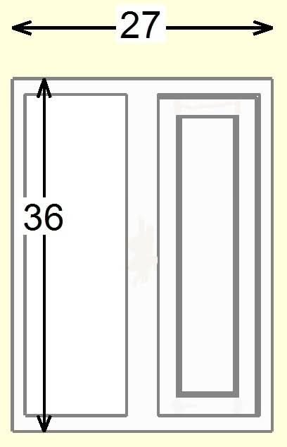 Custom Oak Blind Corner Wall Inset Cabinet 27" Wide by 9", 12" 15", 18", 21", 24", 27", 30", 33", 36", 39  and 42" Tall