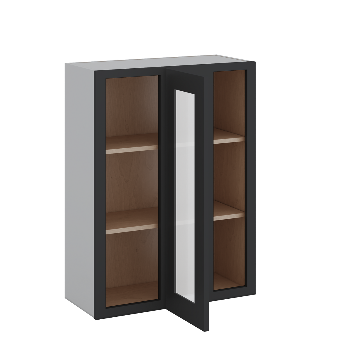 Blind Corner 15HNS Hermosa Noir Black Shaker 1-1/4" Overlay Glass Ready Wall Cabinet (left or right) 27" Wide by 30", 36" or 42" Tall