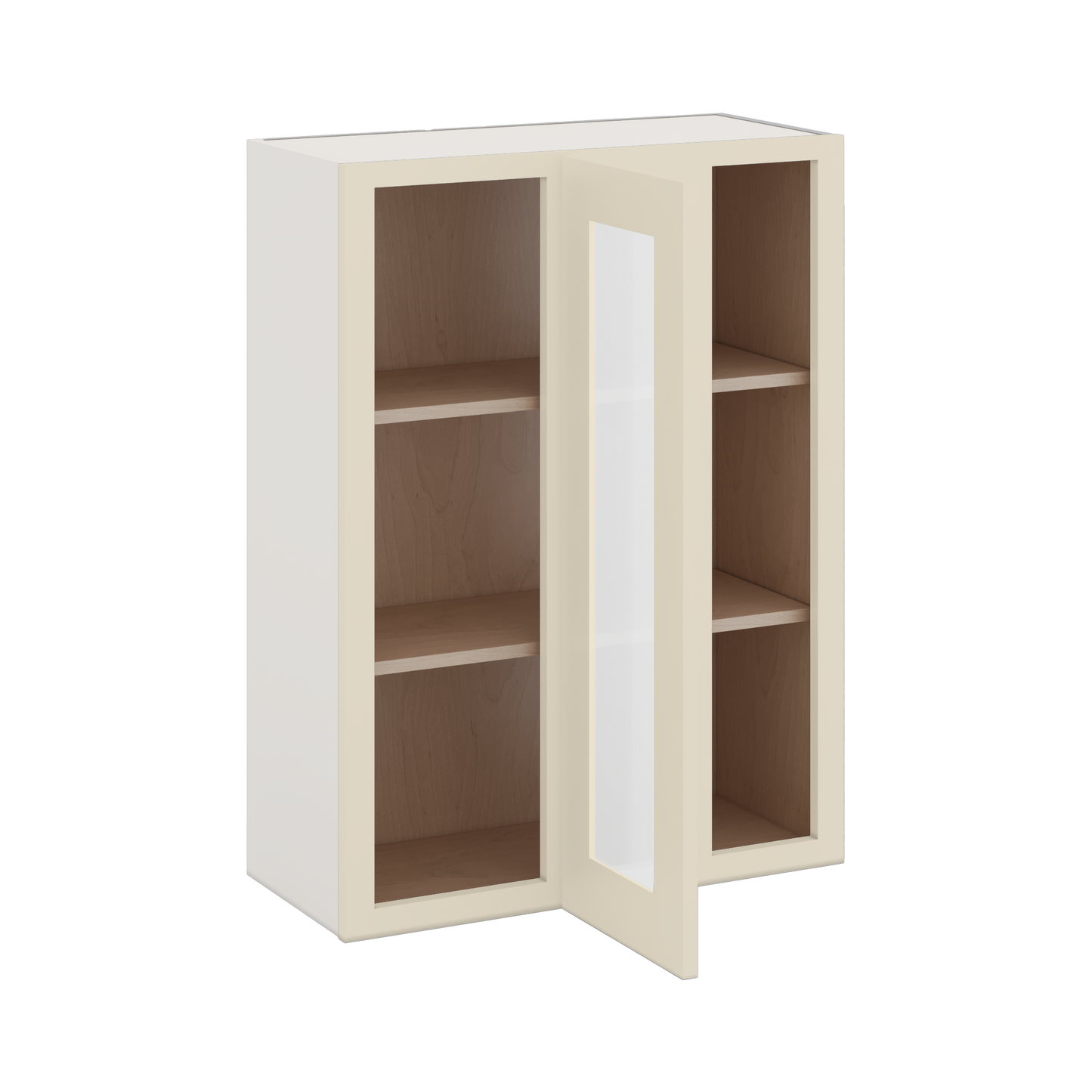 Blind Corner Manhattan Cream Shaker 1-1/4" Overlay Glass Ready Wall Cabinet (left or right) 27" Wide by 30", 36" or 42" Tall