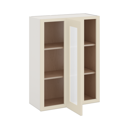 Blind Corner Manhattan Cream Shaker 1-1/4" Overlay Glass Ready Wall Cabinet (left or right) 27" Wide by 30", 36" or 42" Tall