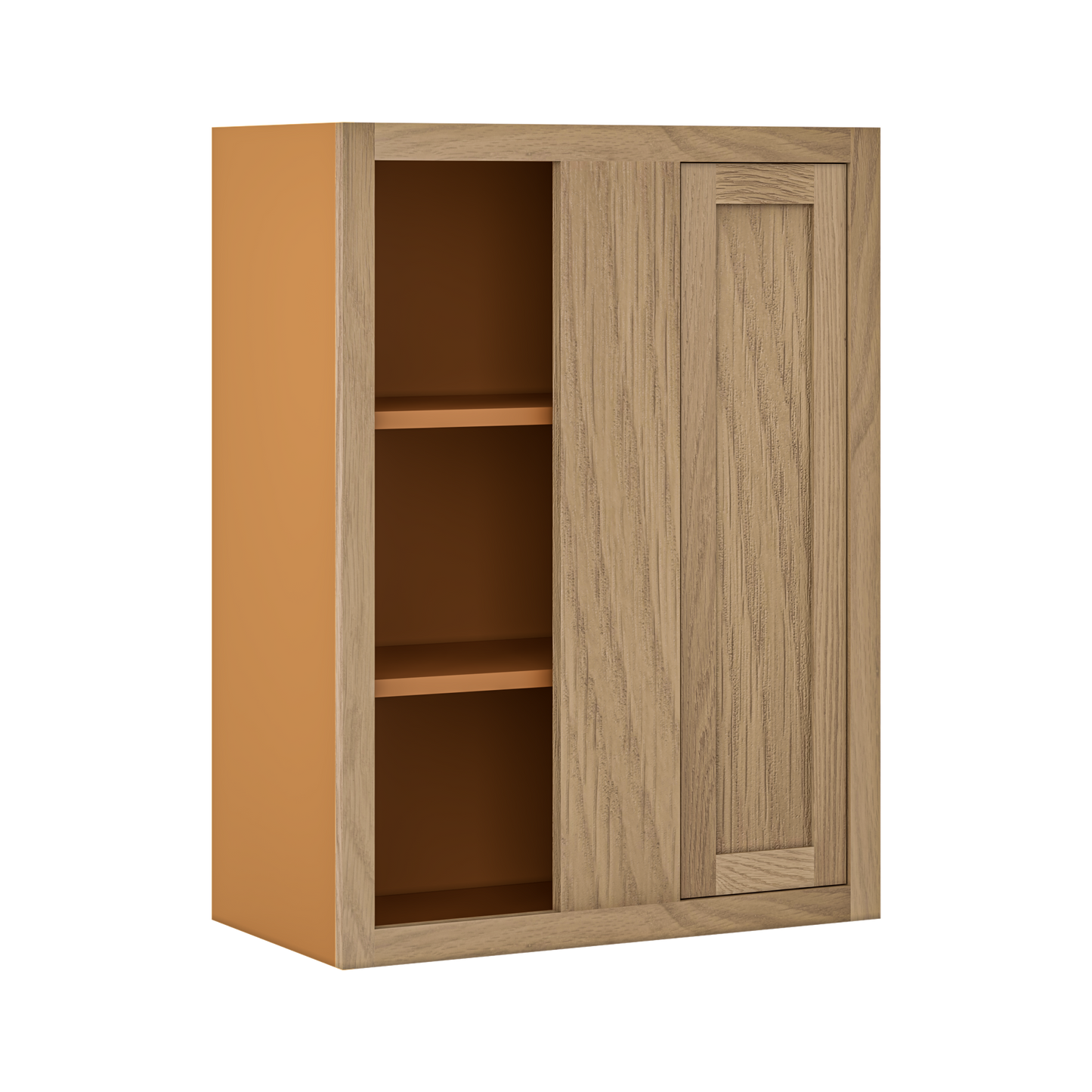 Custom Oak Blind Corner Wall Inset Cabinet 27" Wide by 9", 12" 15", 18", 21", 24", 27", 30", 33", 36", 39  and 42" Tall