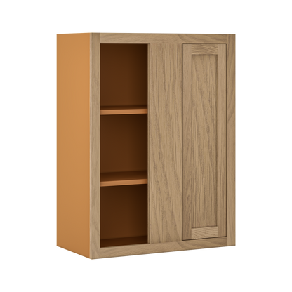 Custom Oak Blind Corner Wall Inset Cabinet 27" Wide by 9", 12" 15", 18", 21", 24", 27", 30", 33", 36", 39  and 42" Tall