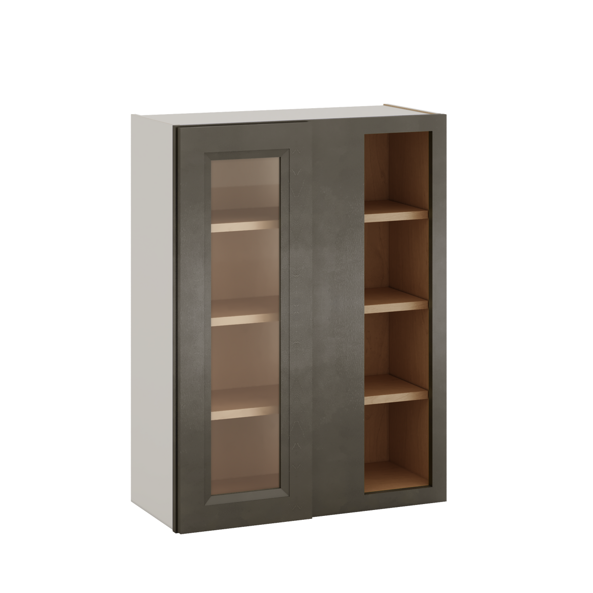 Blind Corner Huntington Cinder Double Shaker Glass Ready Wall Cabinet (left or right) 27" Wide by 30", 36" or 42" Tall