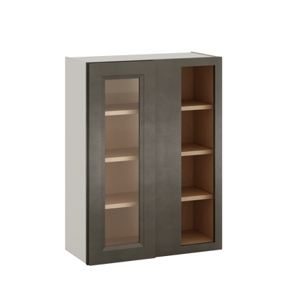 Blind Corner Huntington Cinder Double Shaker Glass Ready Wall Cabinet (left or right) 27" Wide by 30", 36" or 42" Tall