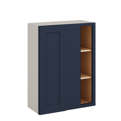 Blind Corner NB29 Naval Blue Shaker 1-1/4" Overlay Wall Cabinet (left or right) 27" Wide by 30", 36" or 42" Tall