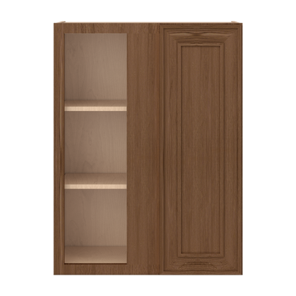 Blind Corner 27" Wide by 30", 36" & 42" Tall Mocha Elegant Oak Craftsman Shaker 1-1/4" Overlay Wall Cabinet