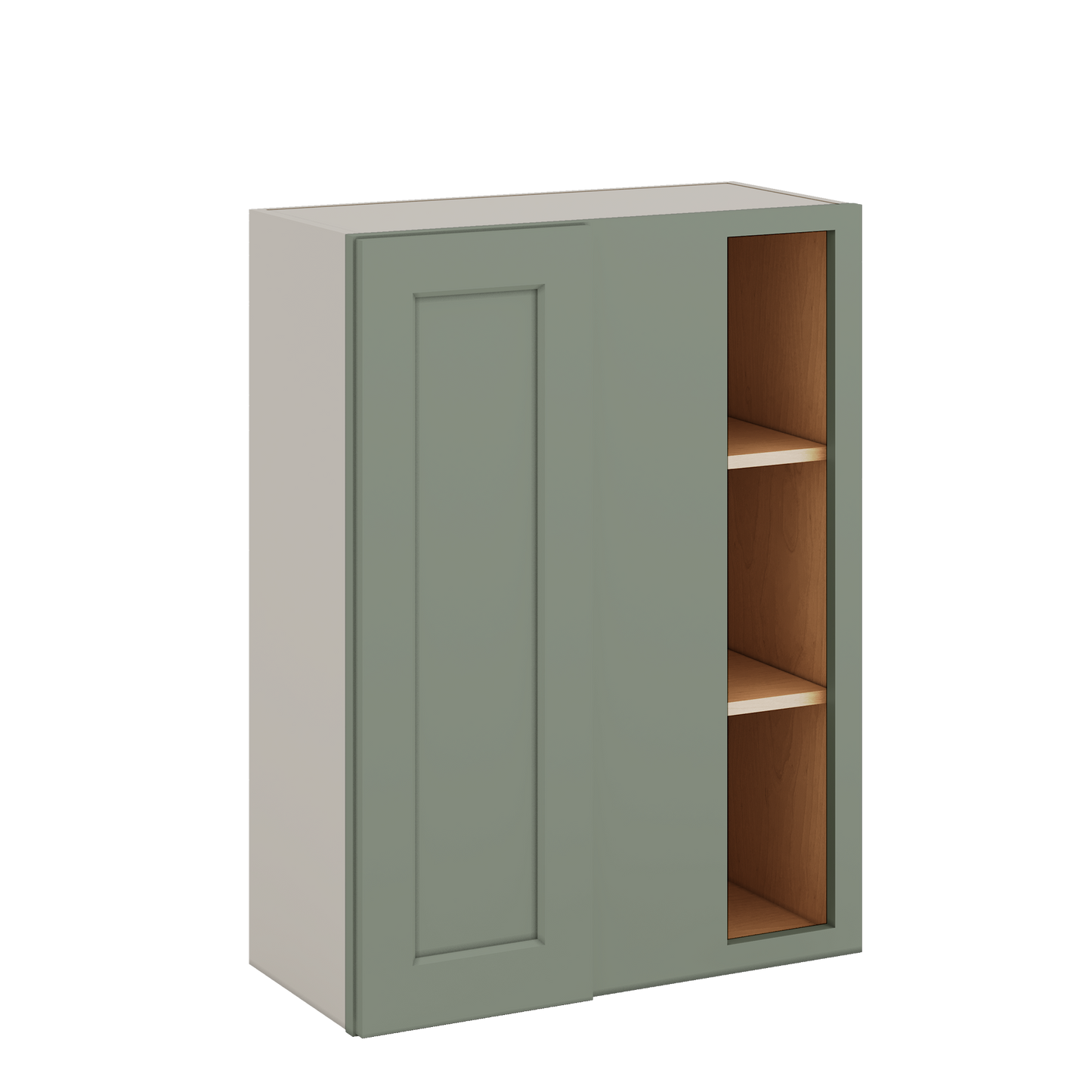 Blind Corner 14SG Sage Green Shaker 1-1/4" Overlay Wall Cabinet (left or right) 27" Wide by 30", 36" or 42" Tall