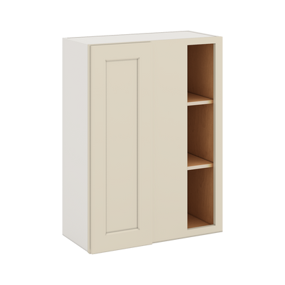 Blind Corner Manhattan Cream Shaker 1-1/4" Overlay Wall Cabinet (left or right) 27" Wide by 30", 36" or 42" Tall