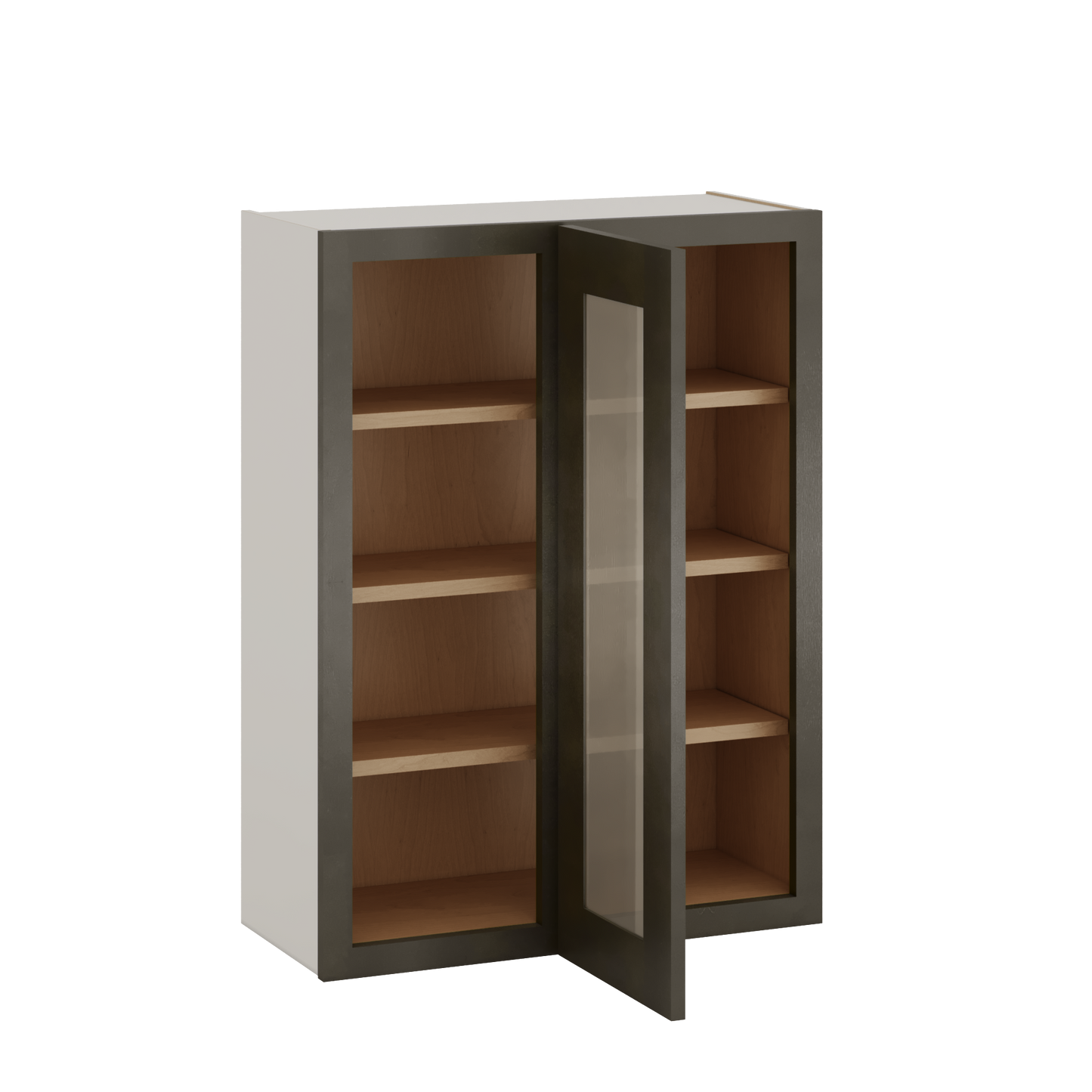 Blind Corner Huntington Cinder Double Shaker Glass Ready Wall Cabinet (left or right) 27" Wide by 30", 36" or 42" Tall