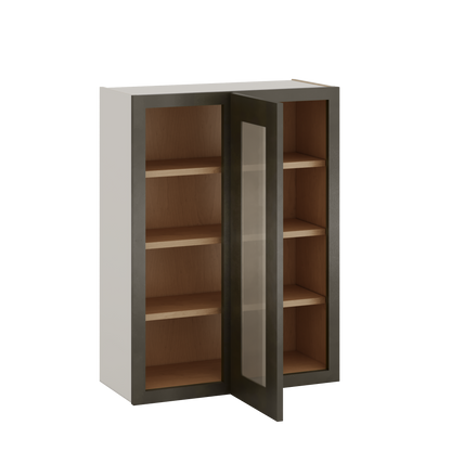 Blind Corner Huntington Cinder Double Shaker Glass Ready Wall Cabinet (left or right) 27" Wide by 30", 36" or 42" Tall