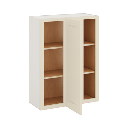 Blind Corner Manhattan Cream Shaker 1-1/4" Overlay Wall Cabinet (left or right) 27" Wide by 30", 36" or 42" Tall
