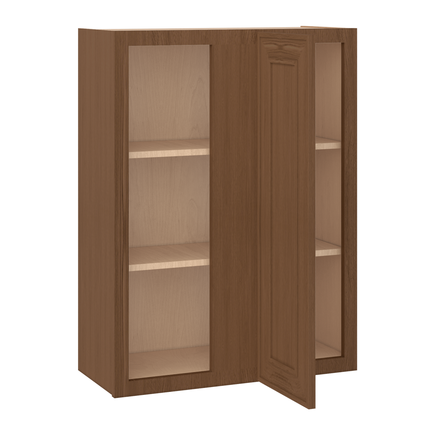 Blind Corner 27" Wide by 30", 36" & 42" Tall Mocha Elegant Oak Craftsman Shaker 1-1/4" Overlay Wall Cabinet