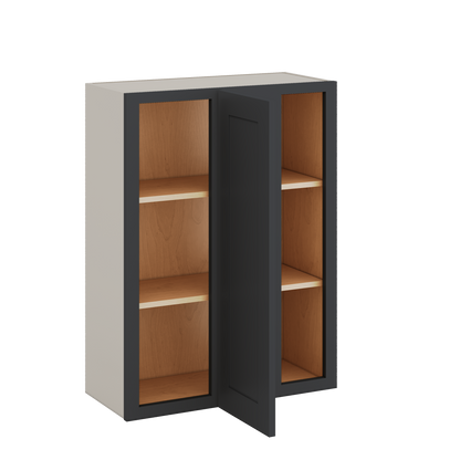 Blind Corner 15HNS Hermosa Noir Black Shaker 1-1/4" Overlay Wall Cabinet (left or right) 27" Wide by 30", 36" or 42" Tall