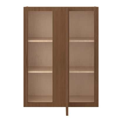 Blind Corner 27" Wide by 30", 36" & 42" Tall Mocha Elegant Oak Craftsman Shaker 1-1/4" Overlay Wall Cabinet