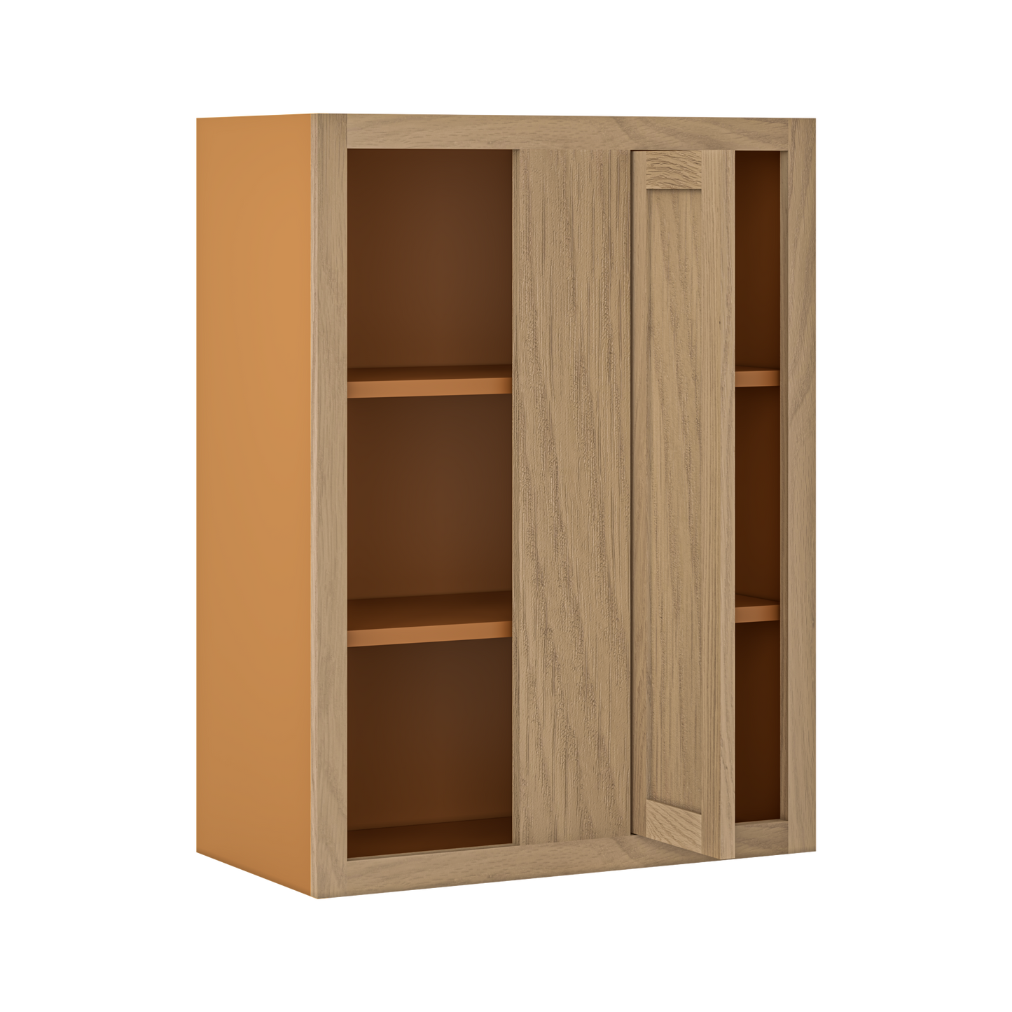 Custom Oak Blind Corner Wall Inset Cabinet 27" Wide by 9", 12" 15", 18", 21", 24", 27", 30", 33", 36", 39  and 42" Tall