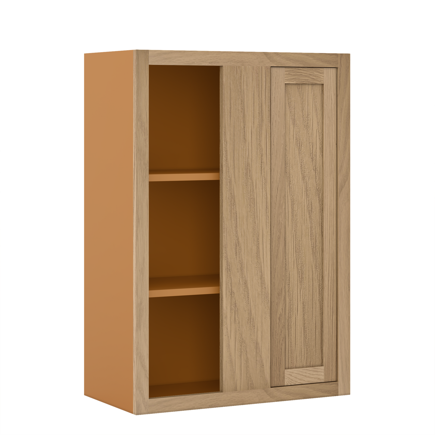 Custom Oak Blind Corner Wall Inset Cabinet 27" Wide by 9", 12" 15", 18", 21", 24", 27", 30", 33", 36", 39  and 42" Tall