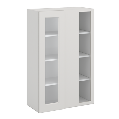 Blind Corner 2WS White Shaker 1-1/4" Overlay Glass Ready Wall Cabinet (left or right) 27" Wide by 30", 36" or 42" Tall