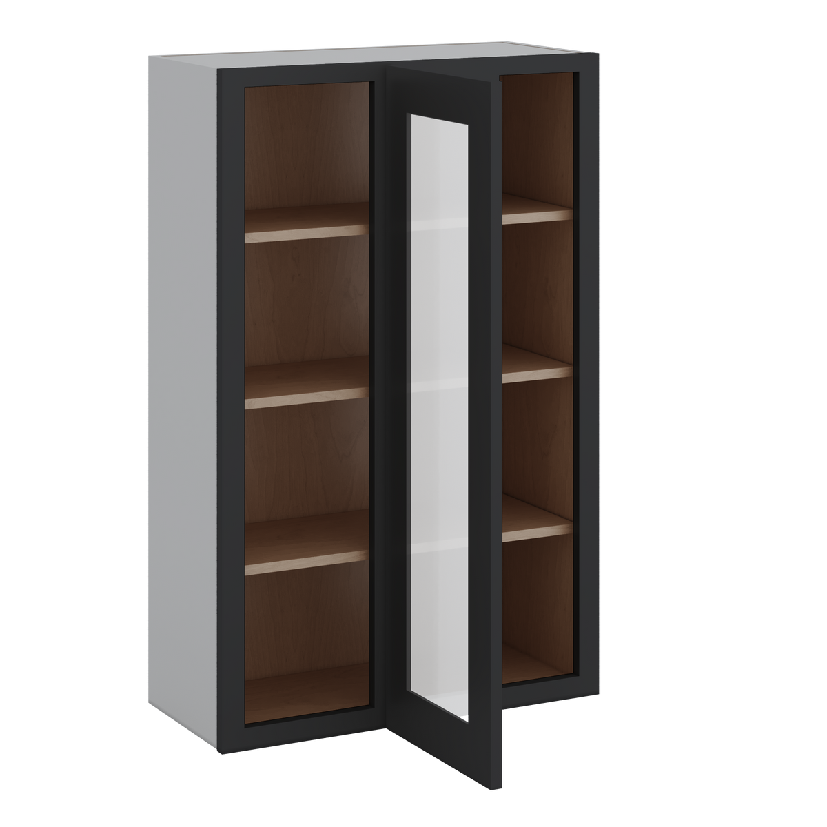 Blind Corner 15HNS Hermosa Noir Black Shaker 1-1/4" Overlay Glass Ready Wall Cabinet (left or right) 27" Wide by 30", 36" or 42" Tall