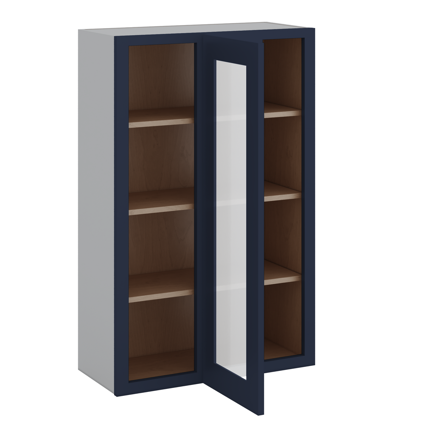 Blind Corner 29NB Naval Blue Shaker 1-1/4" Overlay Glass Ready Wall Cabinet (left or right) 27" Wide by 30", 36" or 42" Tall