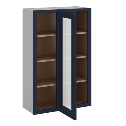 Blind Corner 29NB Naval Blue Shaker 1-1/4" Overlay Glass Ready Wall Cabinet (left or right) 27" Wide by 30", 36" or 42" Tall